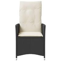 Tuinstoelen 2 st verstelbaar met kussens poly rattan zwart - thumbnail