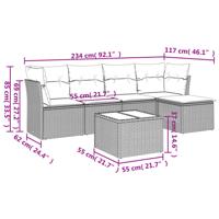 6-delige Loungeset met kussens poly rattan bruin - thumbnail