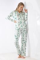 Warme doorknooppyjama groene bladeren Hajo - thumbnail