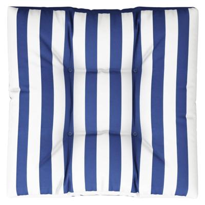 VidaXL Palletkussen gestreept 70x70x12 cm stof blauw en wit
