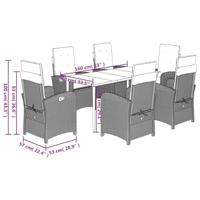 7-delige Tuinset met kussens poly rattan grijs - thumbnail
