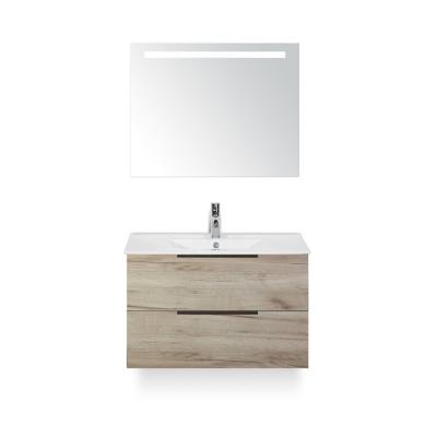 Seville Badmeubelset 80 cm - Craft Oak Edge greep - Wastafel Enjoy - met Sence Spiegel