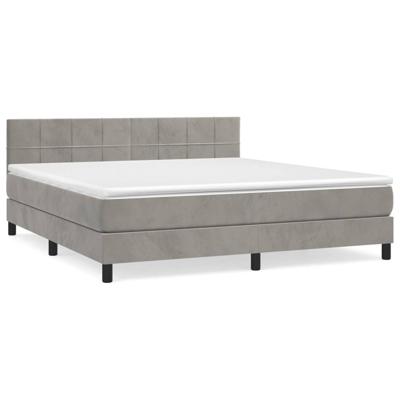 Boxspring met matras fluweel lichtgrijs 180x200 cm