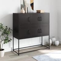 Dressoir 100,5x39x107 cm koudgewalst staal zwart - thumbnail