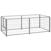VidaXL Hondenkennel 200x100x70 cm staal zilverkleurig - thumbnail