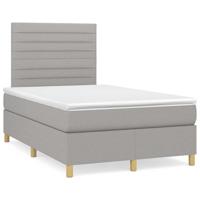 Boxspring met matras en LED stof lichtgrijs 120x190 cm - thumbnail