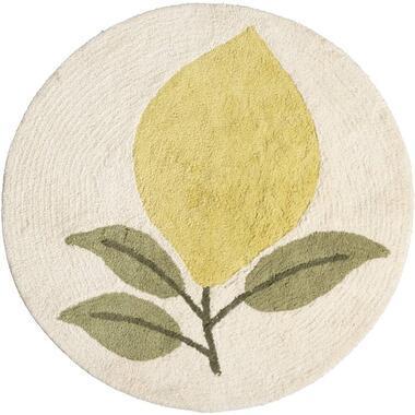 Vloerkleed Lemon - wit/geel - Ø100 cm