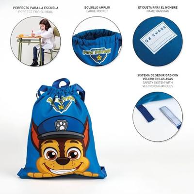 Rugtas met Koordjes The Paw Patrol Blauw 27 x 33 cm