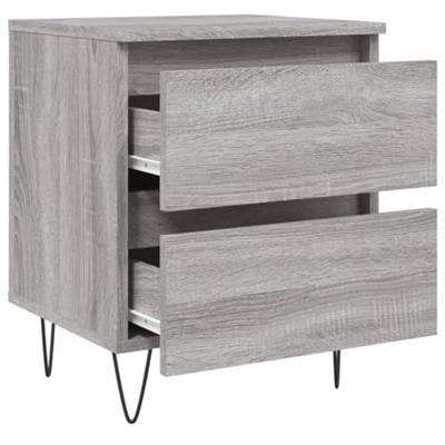 Nachtkastjes 2 st 40x35x50 cm bewerkt hout grijs sonoma eiken
