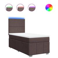 Boxspring met matras stof donkerbruin 100x200 cm - thumbnail
