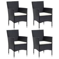 VidaXL Tuinstoelen 4 st poly rattan zwart - thumbnail