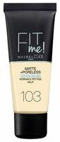 Maybelline Fit Me Matte + Poreless Foundation - 103 Pure Ivory - Medium Dekkende Foundation met Matte Finish voor de Normale tot Vette Huid - 30 ml - thumbnail