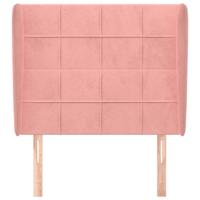 Hoofdbord met randen 83x23x118/128 cm fluweel roze - thumbnail