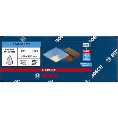 Bosch Professional EXPERT M480 schuurnet universeel 100x150mm K180 VE=50 - 2608901625 Bosch Professional EXPERT M480 schuurnet universeel 100x150mm K180 VE=50 - 2608901625