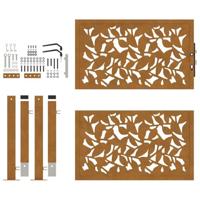 Poort met bladontwerp 105x105 cm weervast staal - thumbnail