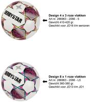 Derbystar Classic Energy TT II Voetbal 4 x 3 Vlakken Maat 5 Wit Roze Geel - thumbnail
