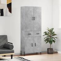 Hoge kast 69,5x34x180 cm bewerkt hout betongrijs - thumbnail
