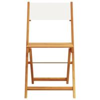 Bistrostoelen 2 st massief acaciahout en stof crmewit - thumbnail