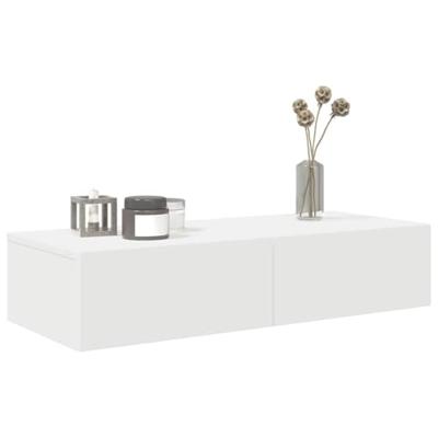 Wandschap met lades 80x33x17 cm bewerkt hout wit