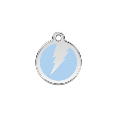 Flash Light Blue roestvrijstalen hondenpenning small/klein dia. 2 cm RedDingo - Reddingo