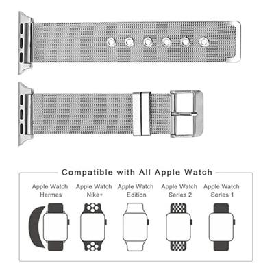 Milanese met gesp bandje - Zwart - Geschikt voor Apple Watch 38mm / 40mm / 41mm / 42mm - thumbnail
