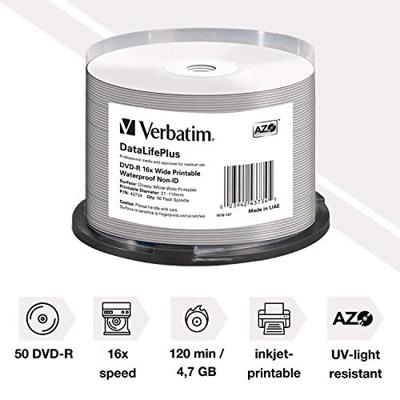 Verbatim 43734 DVD-R disc 4.7 GB 50 stuk(s) Spindel Bedrukbaar