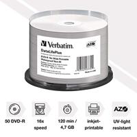 Verbatim 43734 DVD-R disc 4.7 GB 50 stuk(s) Spindel Bedrukbaar - thumbnail