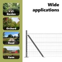 VidaXL Hek met paal grijs 0,6 x 10 m staal en pvc - thumbnail