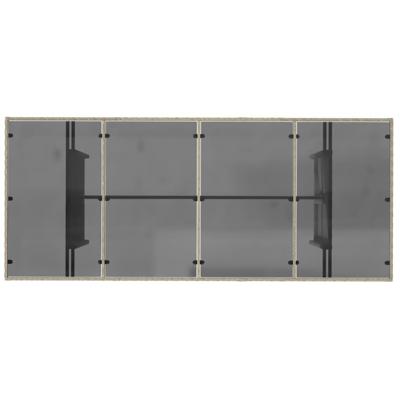 Tuintafel met glazen blad 190x80x74 cm poly rattan lichtgrijs - thumbnail