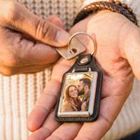 Leren sleutelhanger met foto - Rechthoek - thumbnail