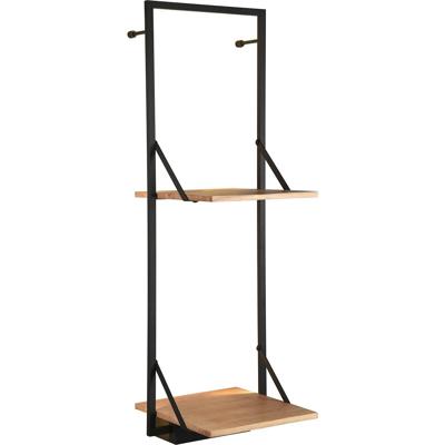 Wandrek met LED-verlichting en Twee Schappen - Zwart - 10W Warm Wit