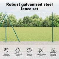 VidaXL Afrasteringspaal groen 25 x 1,4 m (50 mm gaas) staal en pvc - thumbnail