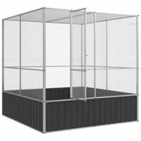 vidaXL Volière 211x207x212 cm staal zilverkleurig, vogelvolière, papegaaienkooi, grote papegaaienkooi, parkietenkooi, grote vogelkooi, buitenvolière - thumbnail