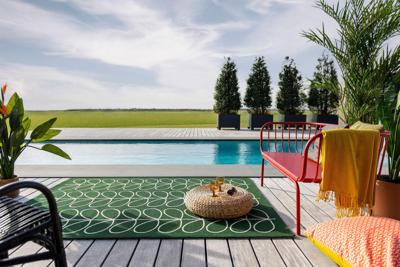 Orla Kiely - Linear Stem Jade Outdoor 460507 - 160x230 cm Vloerkleed