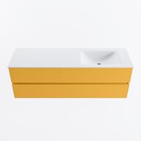 MONDIAZ VICA 150cm badmeubel onderkast Ocher 2 lades. Wastafel CLOUD rechts 1 kraangat, kleur Talc. - thumbnail