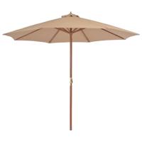 VidaXL Parasol met houten paal 300 cm taupe - thumbnail