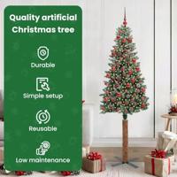 VidaXL Slanke kerstboom groen 180 cm pvc en massief dennenhout - thumbnail