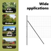 VidaXL Hek met paal grijs 1,6 x 10 m staal en pvc - thumbnail