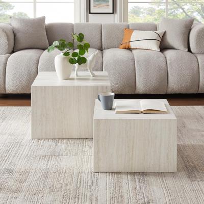 Artistiq Salontafel 'Helder' Travertinlook, Set van 2 stuks Artistiq Salontafel 'Helder' Travertinlook, Set van 2 stuks