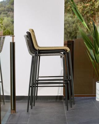 Kave Home Outdoor Barkruk 'Lambton' kleur Beige (zithoogte 74cm)