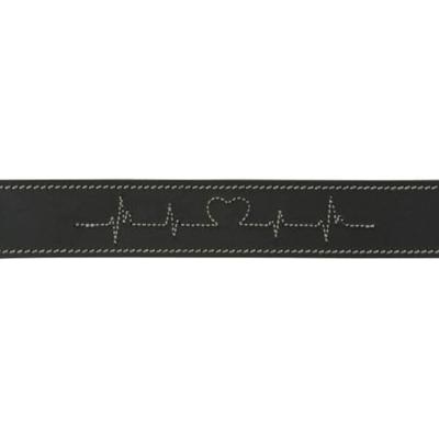 TRIXIE HALSBAND HOND RUSTIC VETLEER HEARTBEAT ZWART 47-55X4 CM
