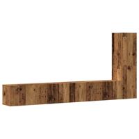 3-delig Tv-meubelset wandmontage bewerkt hout oud houtkleurig - thumbnail