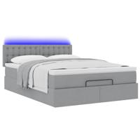 Ottoman bed met matras en LED's 140x200cm stof lichtgrijs - thumbnail