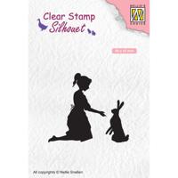 Nellie's Choice • silhouet clear stempels girl with hare - thumbnail