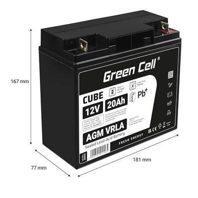 Green Cell Green Cell - USV-Akku - 1 x Batterie - Sealed Lead Acid (SLA) Loodaccu 12 V 20 Ah Loodvlies (AGM) (b x h x d) 181 x 167 x 77 mm Green Cell Green Cell - USV-Akku - 1 x Batterie - Sealed Lead Acid (SLA) Loodaccu 12 V 20 Ah Loodvlies (AGM) (b x h x d) 181 x 167 x 77 mm