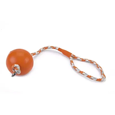 Rubberen bal aan koord hondenspeeltje oranje 30 cm Rubberen bal aan koord hondenspeeltje oranje 30 cm