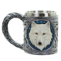 Decoratieve Witte Wolf Drinkbeker - thumbnail