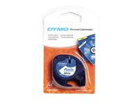 Labeltape Dymo LetraTag plastic 12mm zwart op wit - thumbnail