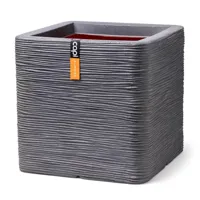Capi pot vierkant rib - 40 cm donkergrijs - thumbnail