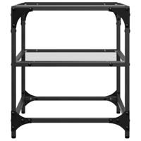 Salontafels 2 st met transparant glazen blad 40x40x45 cm staal - thumbnail